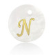 Shell pendant 15mm letter N Gold-White